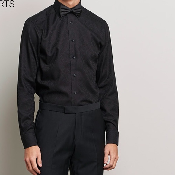 Eton Black Paisley Jacquard Tuxedo Shirt slim - Picture 2 of 10